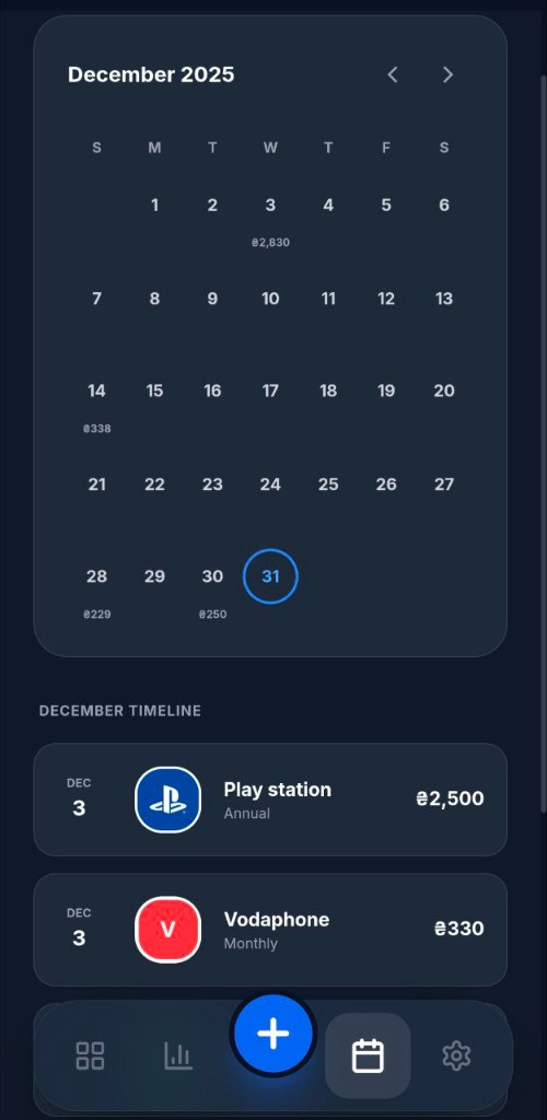Calendar View Interface