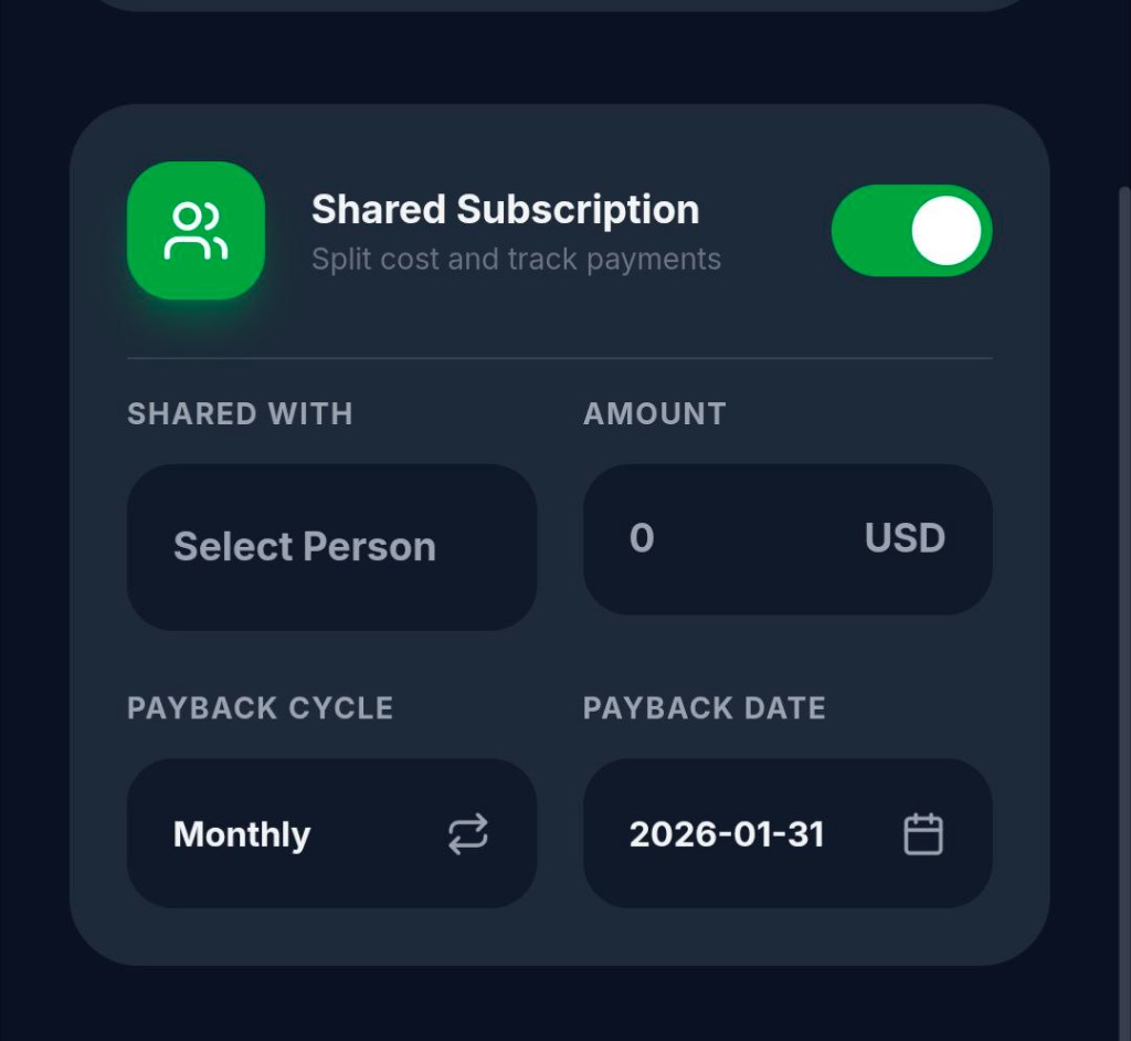 Shared All Subscriptions Interface